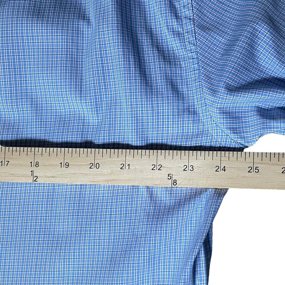 Luciano Moresco Men's Button-Down Dress Shirt Blue Micro Check Cotton Size XL - Picture 5 of 6